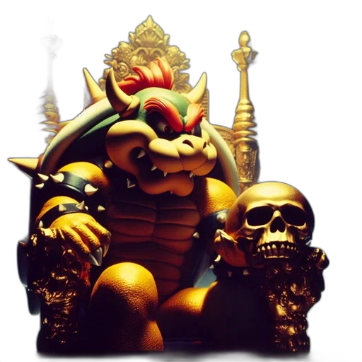 crown, dragon, concept art, fantasy art, 3d render, pixel art, golden, bowser transparent PNG cut-out