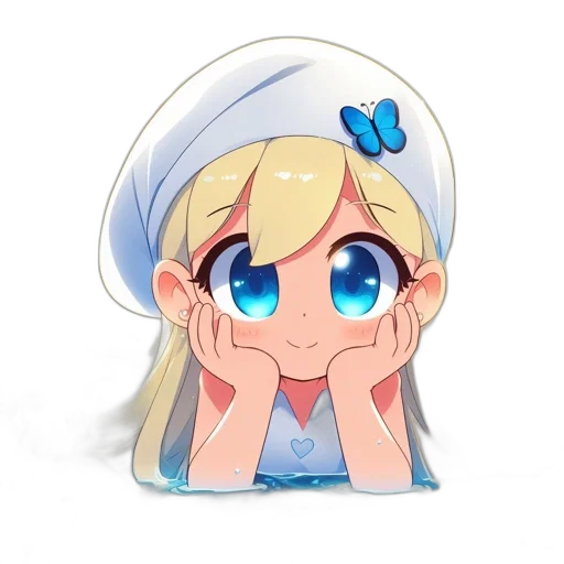 hat, crown, face, dress, anime, cartoon, pixel art, watercolor transparent PNG cut-out