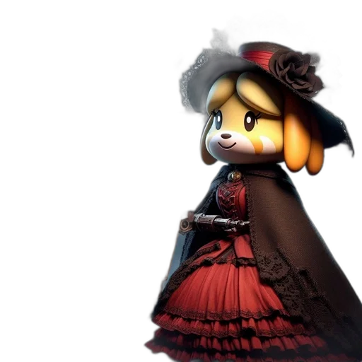 dress, crown, hat, staff, concept art, 3d render, fantasy art, pixel art transparent PNG cut-out