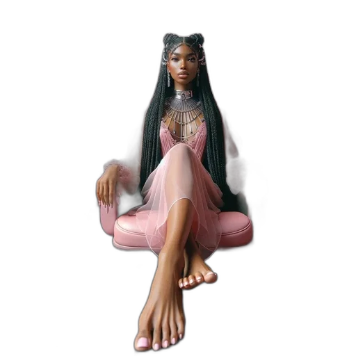 jewelry, fantasy art, concept art, 3d render, pixel art, woman, sits, futuristic transparent PNG cut-out