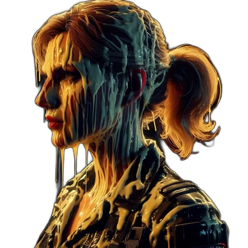 face, hair, mask, jacket, concept art, cyberpunk, comic book art, pixel art transparent PNG cut-out