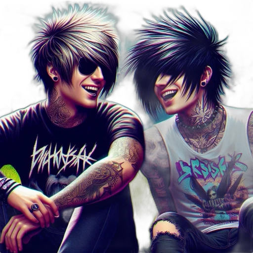 cartoon, photorealistic, fantasy art, anime, neon, dark, monochrome, two transparent PNG cut-out