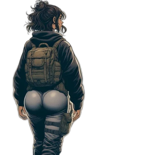 jacket, weapon, cyberpunk, concept art, comic book art, watercolor, woman, hoodie transparent PNG cut-out