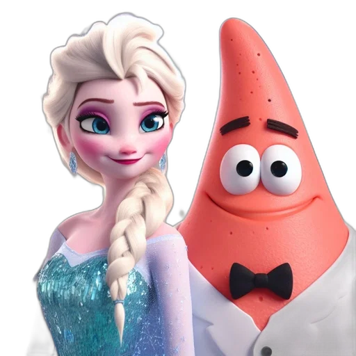crown, dress, hat, 3d render, concept art, cartoon, snow, two transparent PNG cut-out