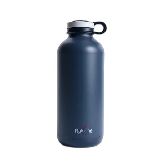 bottle, 3d render, sleek, dark, blue, water, white, cap transparent PNG cut-out