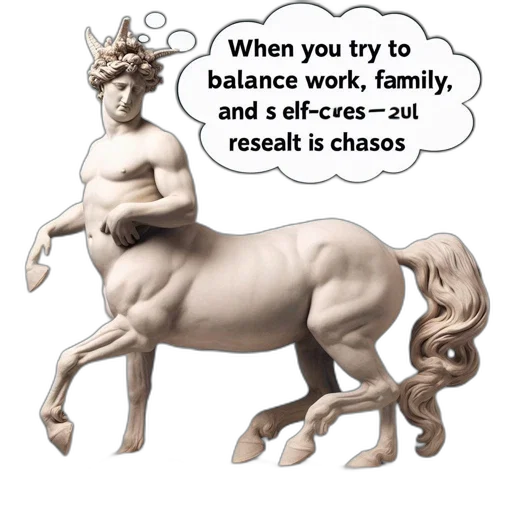 concept art, 3d render, photorealistic, hybrid, statue, human, centaur, stands transparent PNG cut-out