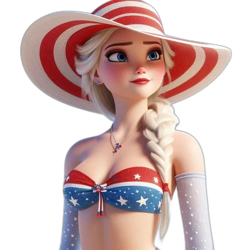 hat, 3d render, cartoon, concept art, photorealistic, american-flag, themed, character transparent PNG cut-out