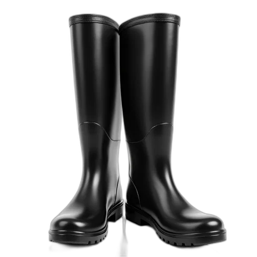 shoes, photorealistic, pair, black, rubber, rain, boots, glossy transparent PNG cut-out
