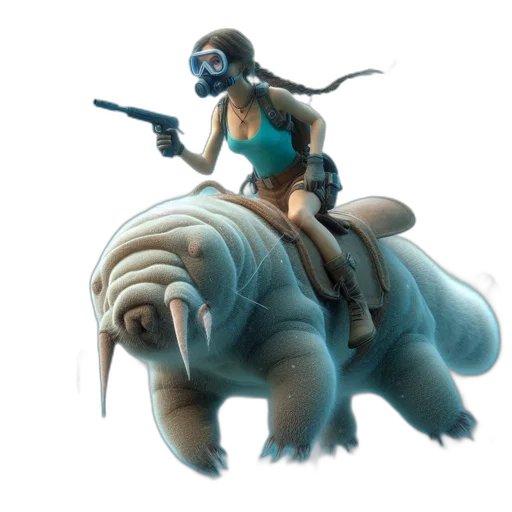 creature, animal, concept art, fantasy art, 3d render, comic book art, underwater, blue transparent PNG cut-out