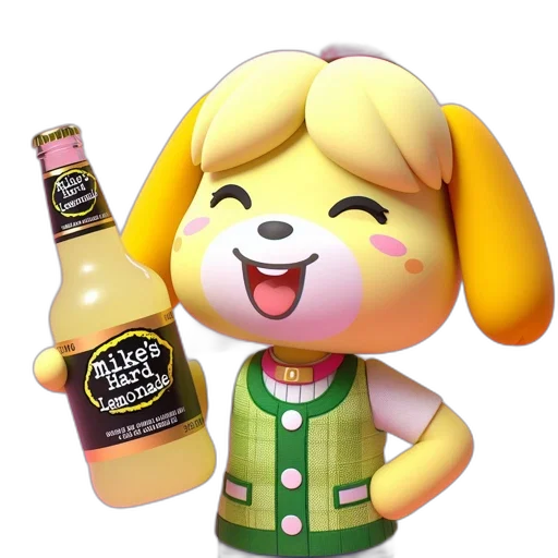 bottle, food, animal, 3d render, concept art, pixel art, golden, cheerful transparent PNG cut-out