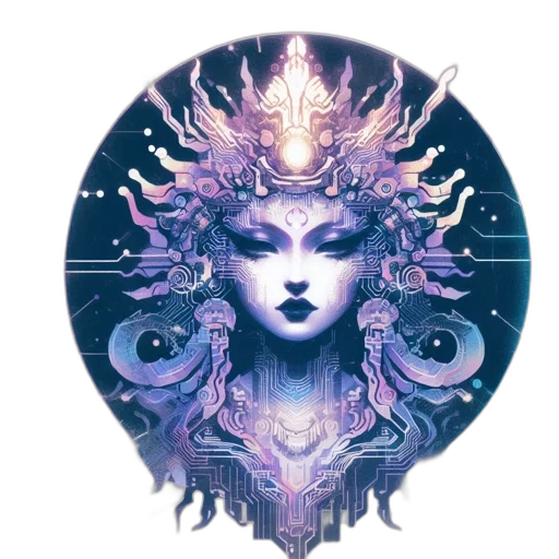 crown, mask, fantasy art, concept art, pixel art, watercolor, outer space, blue transparent PNG cut-out