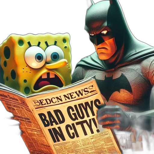 comic book art, concept art, 3d render, cartoon, city street, illustration, features, spongebob transparent PNG cut-out