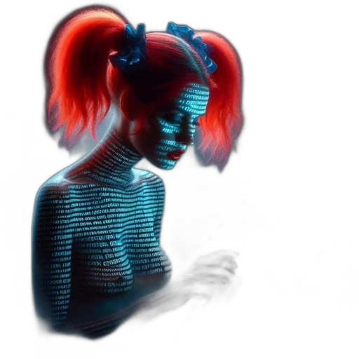 robot, hair, creature, mask, 3d render, vaporwave, cyberpunk, concept art transparent PNG cut-out