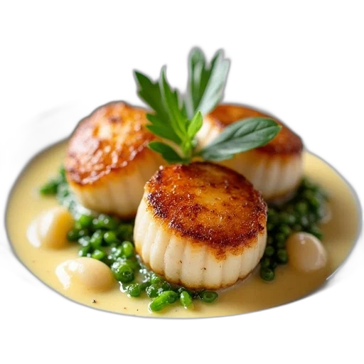 food, photorealistic, sea, scallops, barba, bella, miami, florida transparent PNG cut-out