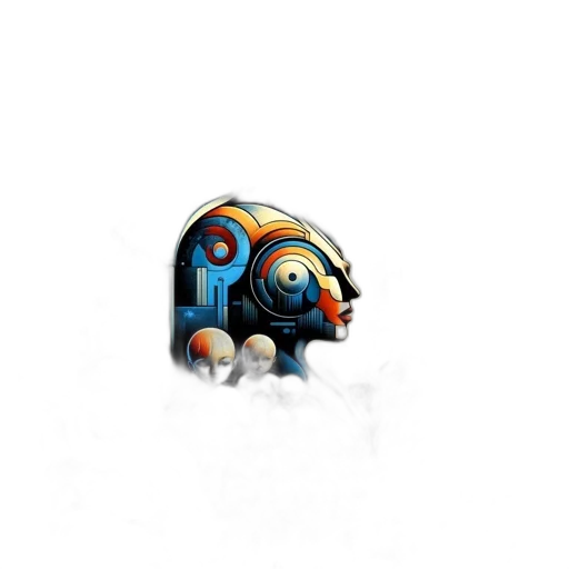 robot, mask, creature, staff, concept art, pixel art, 3d render, fantasy art transparent PNG cut-out