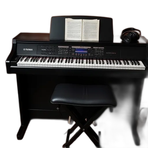 furniture, 3d render, yamaha, keyboard transparent PNG cut-out