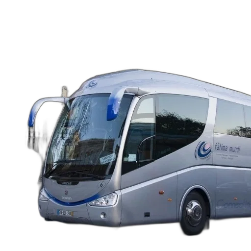 3d render, silver, bus, words, fatima, mundi, parked, street transparent PNG cut-out