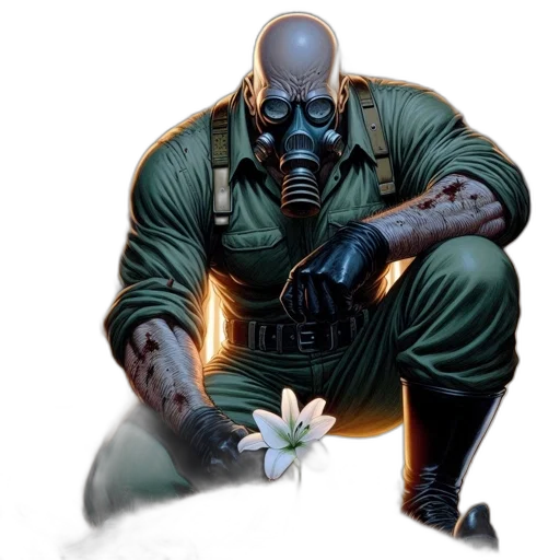 weapon, flower, mask, concept art, comic book art, photorealistic, fantasy art, fire transparent PNG cut-out