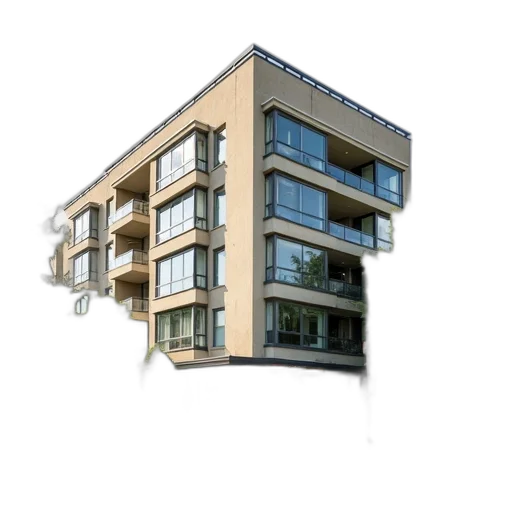 building, 3d render, photorealistic, concept art, modern, apartment, flat, roof transparent PNG cut-out