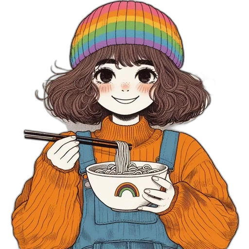 hat, food, jacket, hair, watercolor, anime, pixel art, cartoon transparent PNG cut-out