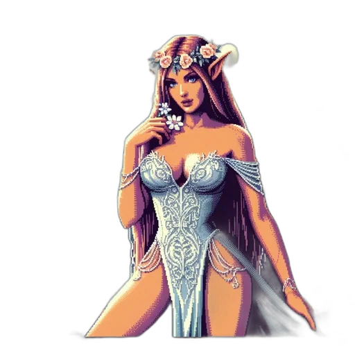 dress, jewelry, fantasy art, pixel art, concept art, comic book art, woman, red transparent PNG cut-out