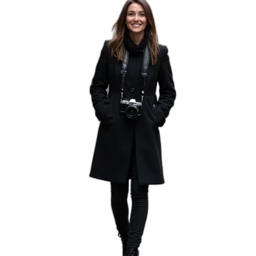 jacket, staff, monochrome, dark, person, standing, city, street transparent PNG cut-out