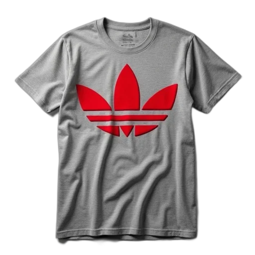 jacket, 3d render, red, grey, t-shirt, large, adidas, logo transparent PNG cut-out