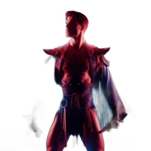 jacket, sword, dragon, robot, concept art, fantasy art, cyberpunk, 3d render transparent PNG cut-out