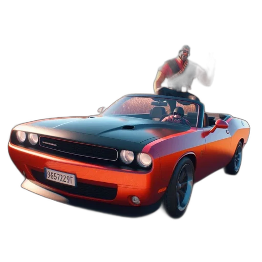 car, 3d render, concept art, photorealistic, muscular, soldier-like, figure, red transparent PNG cut-out
