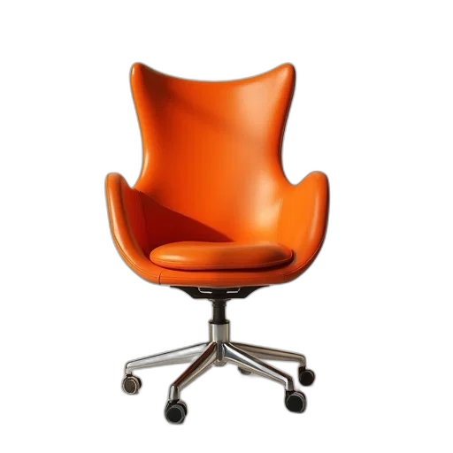 furniture, 3d render, orange, office, chair, sitting, chrome, table transparent PNG cut-out
