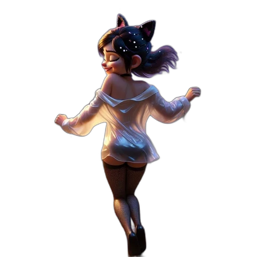 dress, staff, creature, concept art, 3d render, fantasy art, pixel art, young transparent PNG cut-out