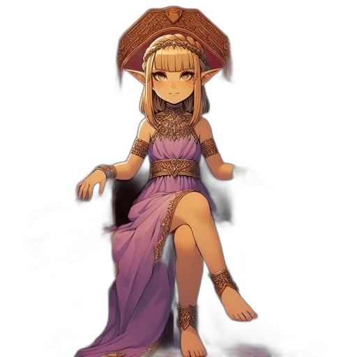dress, crown, staff, hat, fantasy art, pixel art, concept art, anime transparent PNG cut-out