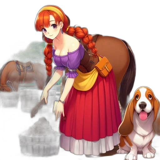animal, dress, staff, concept art, fantasy art, pixel art, anime, forest transparent PNG cut-out