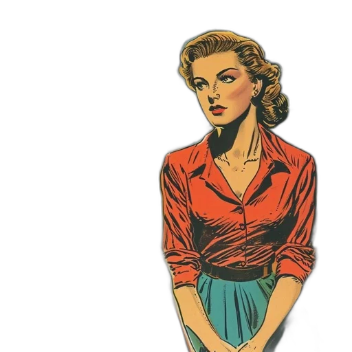 dress, jacket, jewelry, comic book art transparent PNG cut-out