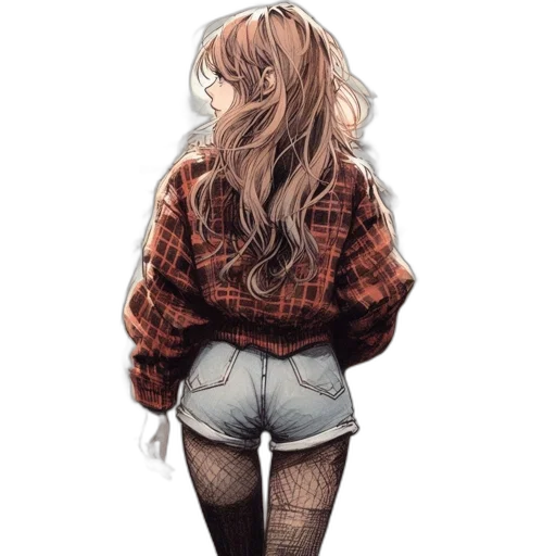 jacket, hair, dress, animal, watercolor, concept art, pixel art, anime transparent PNG cut-out