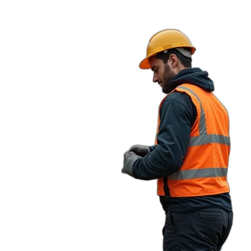 staff, jacket, hat, robot transparent PNG cut-out