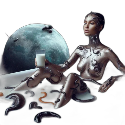 robot, concept art, fantasy art, cyberpunk, comic book art, outer space, underwater, monochrome transparent PNG cut-out
