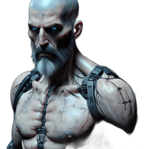 concept art, fantasy art, comic book art, photorealistic, muscular, shirtless, man, intricate transparent PNG cut-out