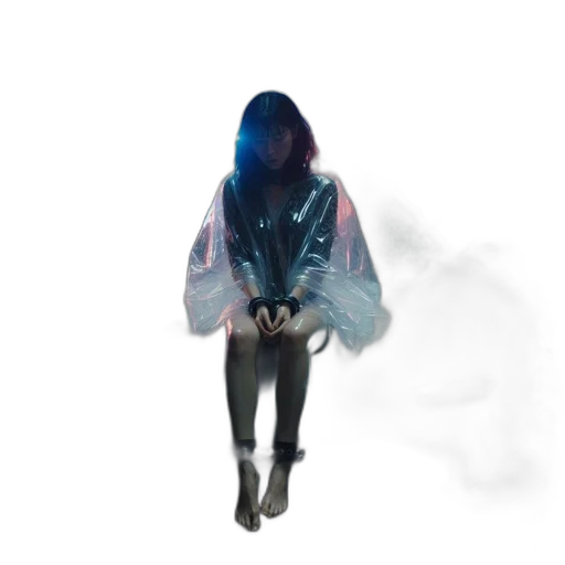 jacket, dress, robot, mask, concept art, vaporwave, cyberpunk, 3d render transparent PNG cut-out