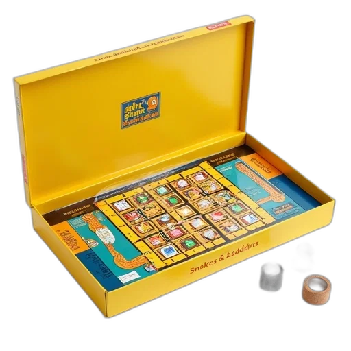 jewelry, yellow, puzzle, box, snakes, ladders, game, design transparent PNG cut-out