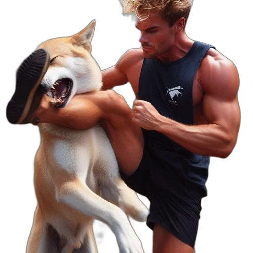 animal, creature, weapon, photorealistic, oil painting, concept art, muscular, man transparent PNG cut-out