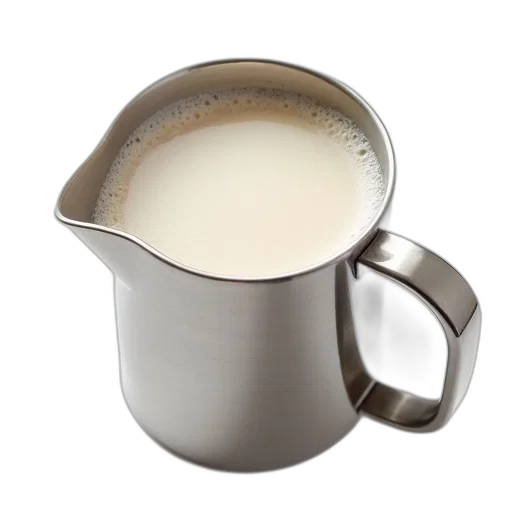 food, close-up, image, stainless, steel, pitcher, filled, foamy transparent PNG cut-out