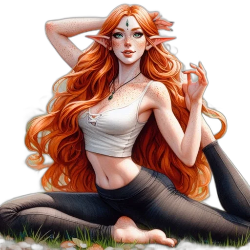 fantasy art, comic book art, concept art, pixel art, elfin, female, figure, wearing transparent PNG cut-out
