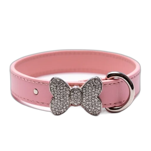 jewelry, crown, pink, leather, dog, collar, sparkling, diamond-studded transparent PNG cut-out