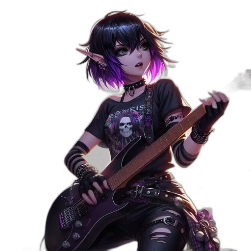 weapon, staff, fantasy art, concept art, cyberpunk, anime, dark, elfin-like transparent PNG cut-out