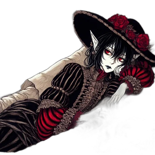hat, flower, mask, weapon, fantasy art, watercolor, concept art, comic book art transparent PNG cut-out