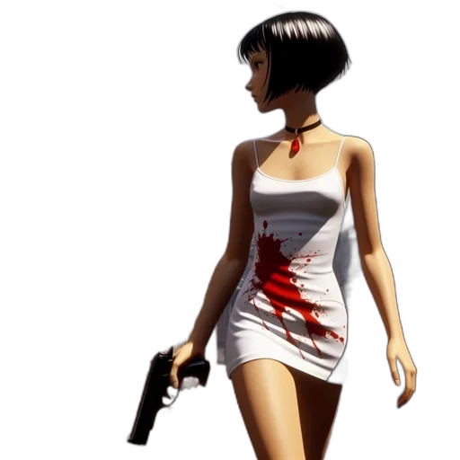 dress, weapon, concept art, pixel art, comic book art, 3d render, animated, female transparent PNG cut-out