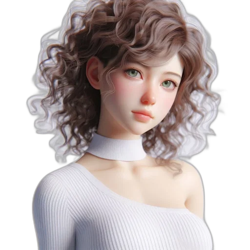hair, dress, face, robot, 3d render, photorealistic, fantasy art, concept art transparent PNG cut-out