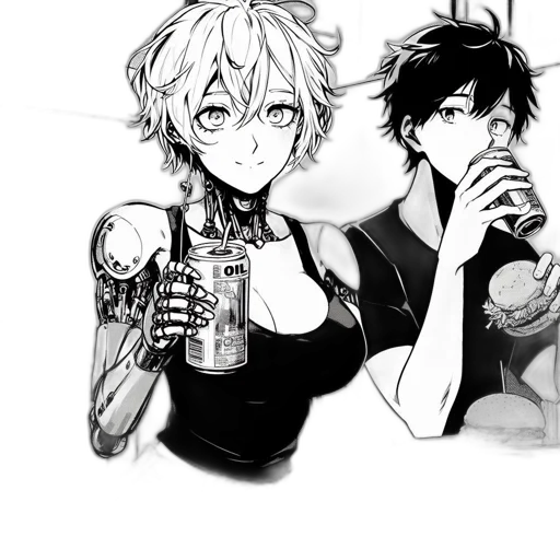 weapon, bottle, anime, cartoon, comic book art, concept art, monochrome, dark transparent PNG cut-out