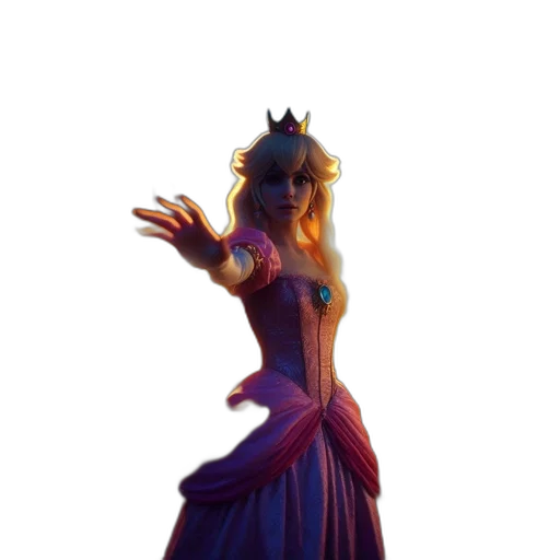 dress, crown, staff, concept art, 3d render, fantasy art, pixel art, blue transparent PNG cut-out